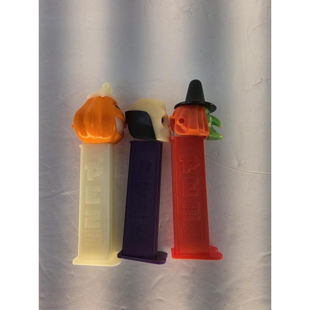 Vintage PEZ Halloween Dispensers Lot of 3 Pumpkin Skull Witch Slovenia Hungary - Picture 3 of 5